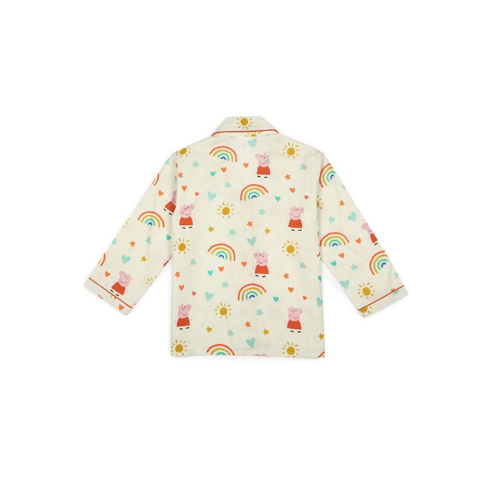 Shopbloom Peppa Pig Rainbow Print Long Sleeve Kids Night Suit