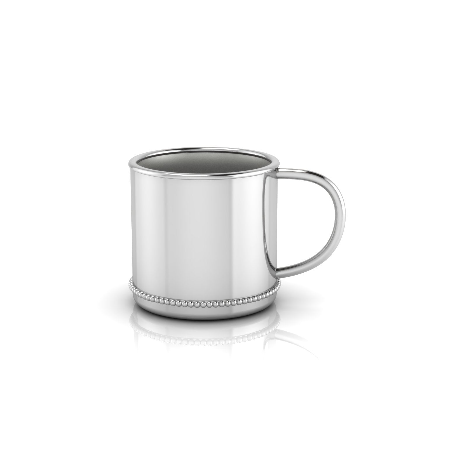 Sterling Silver Beaded Classic Cup - With Plain Handle