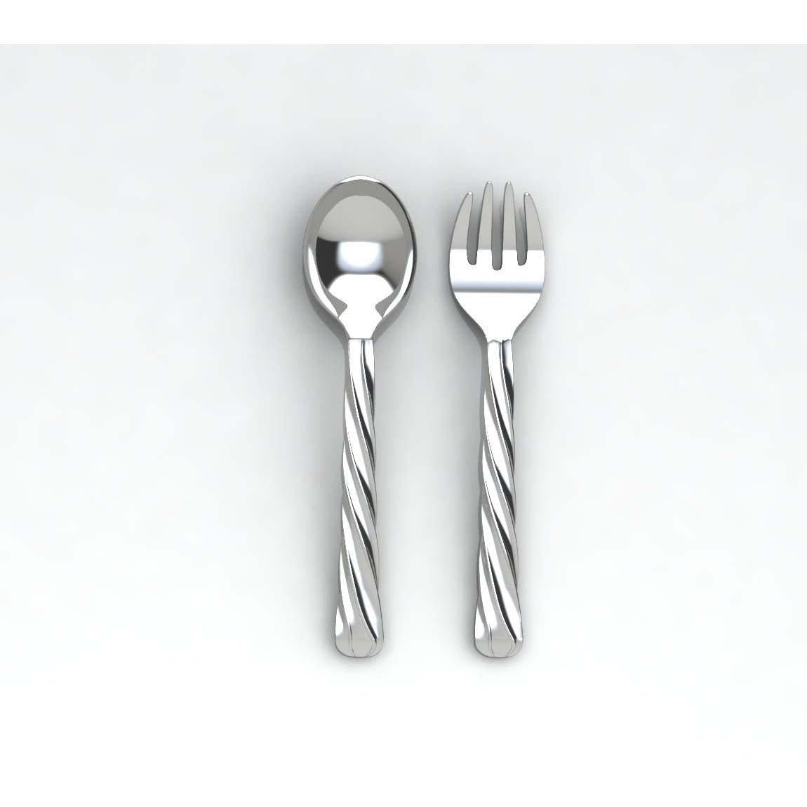 Silver Plated Twisted Spoon & Fork Set