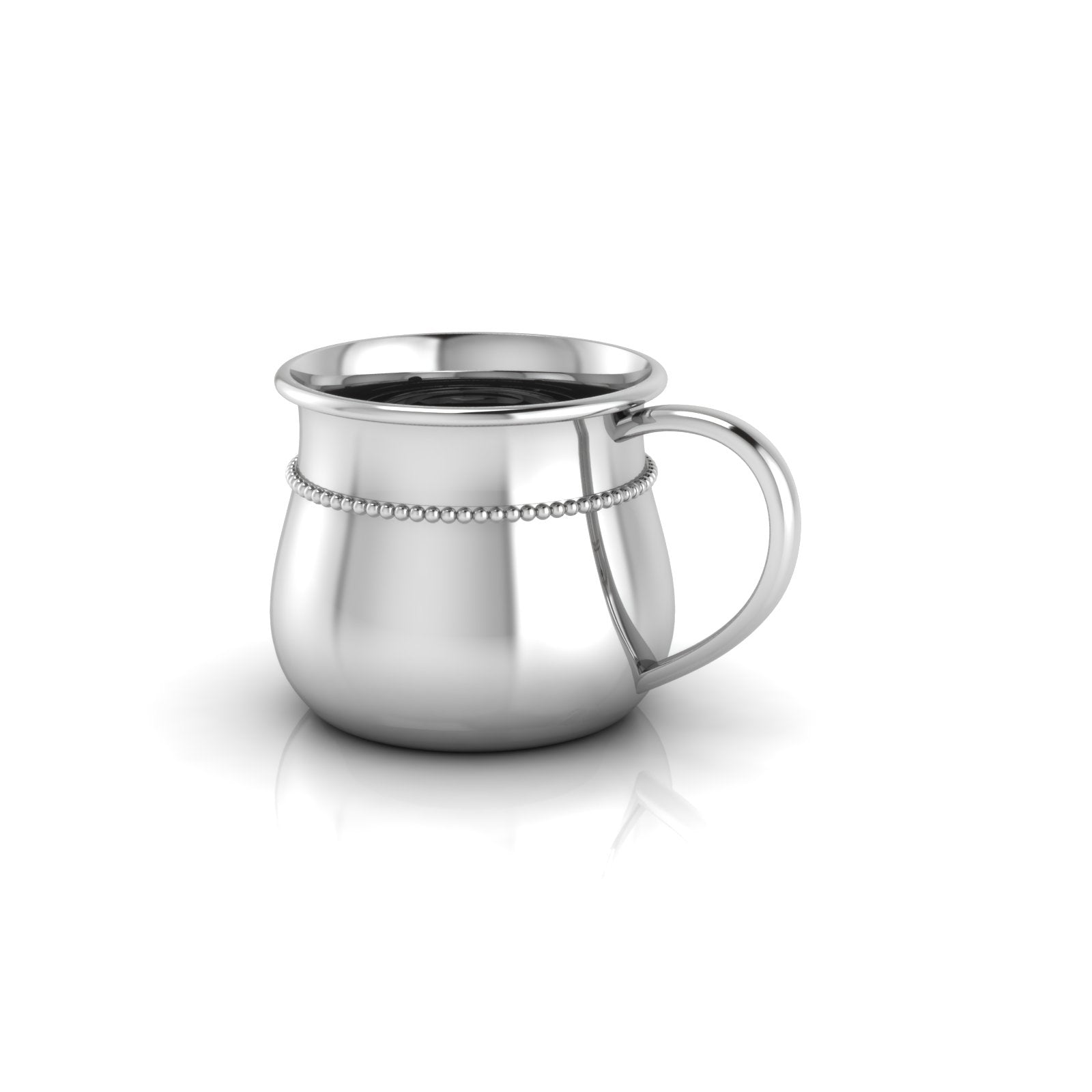 Sterling Silver Beaded Bulge Cup - With a Plain Handle