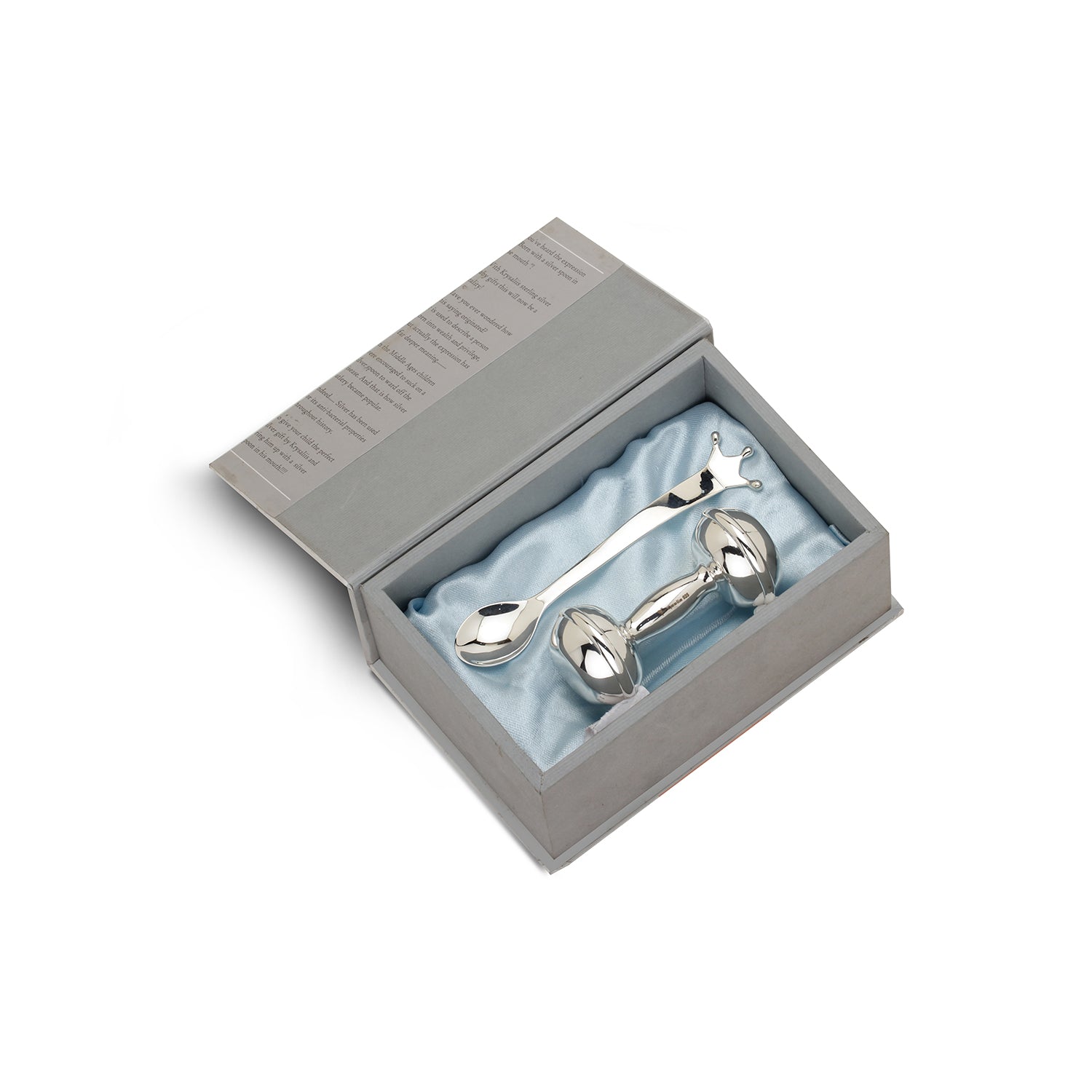Sterling Silver Gift Set - With Classic Dumbell Rattle & Majestic Curve Feeding Spoon