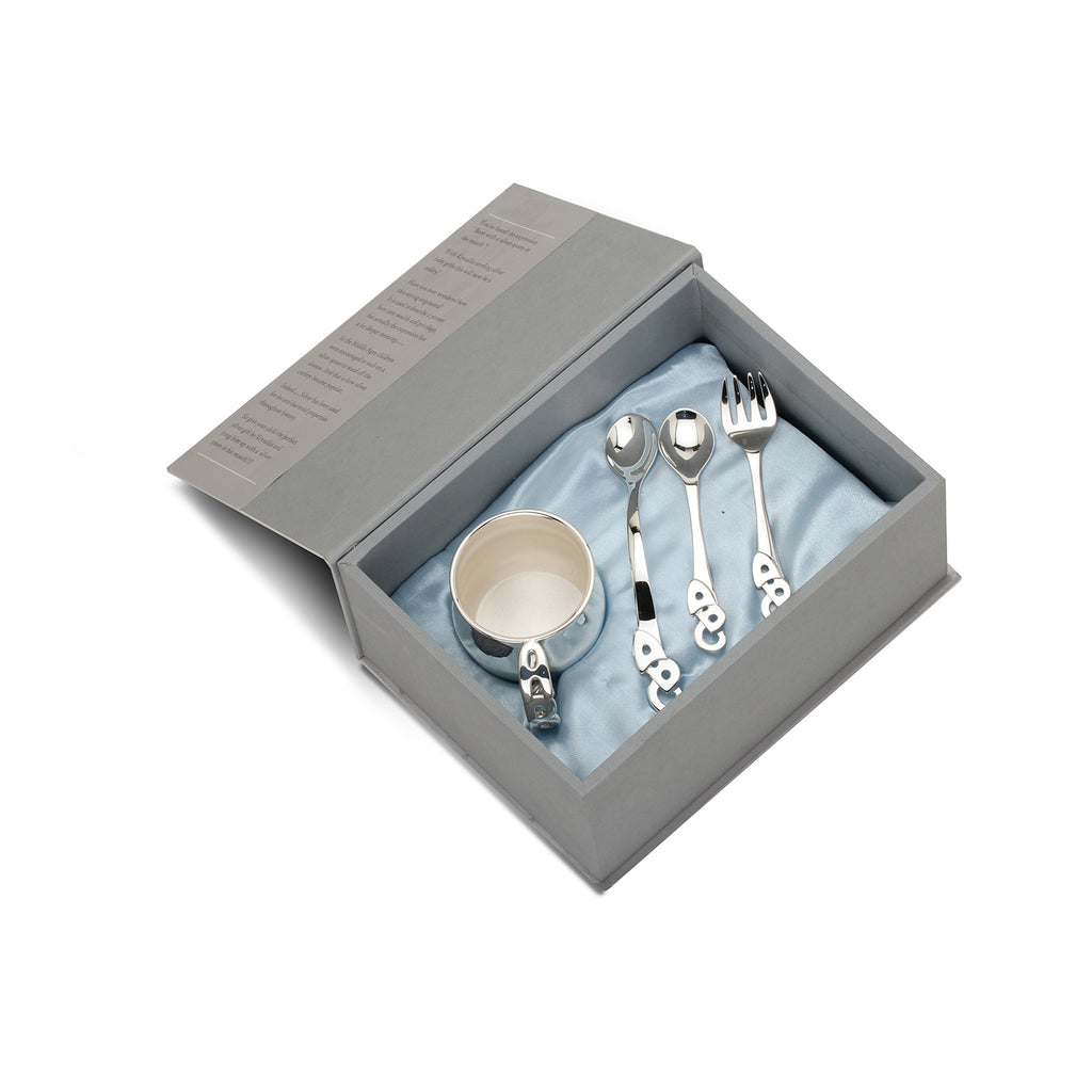 Sterling Silver Gift Set - With ABC Cup, ABC Spoon, ABC Spoon & Fork Set