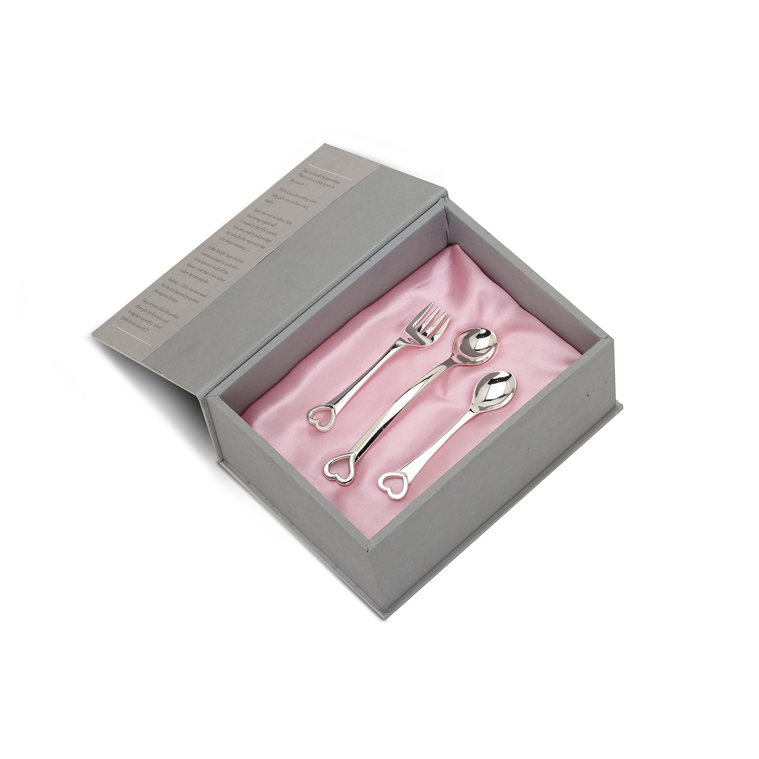 Sterling Silver Gift Set - With Heart Feeding Spoon, Heart Spoon & Fork Set