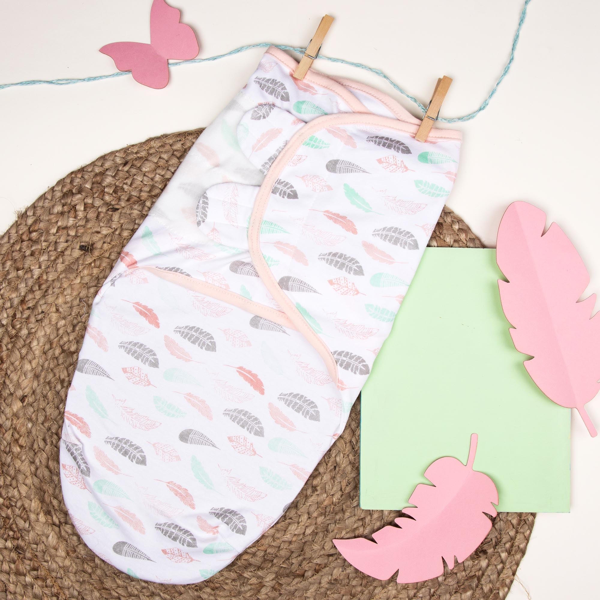 Pink Leaves Ready Swaddle