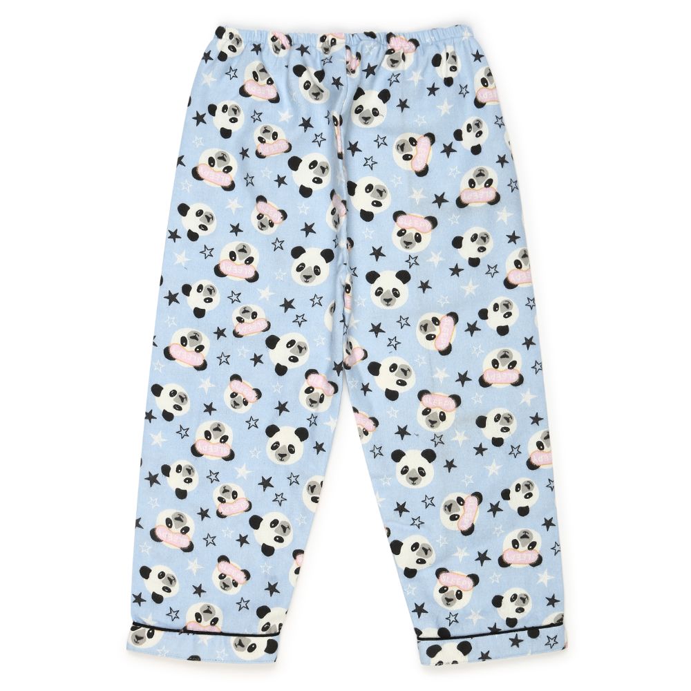 Shopbloom Sleepy Panda Print Cotton Flannel Long Sleeve Kid's Night Suit