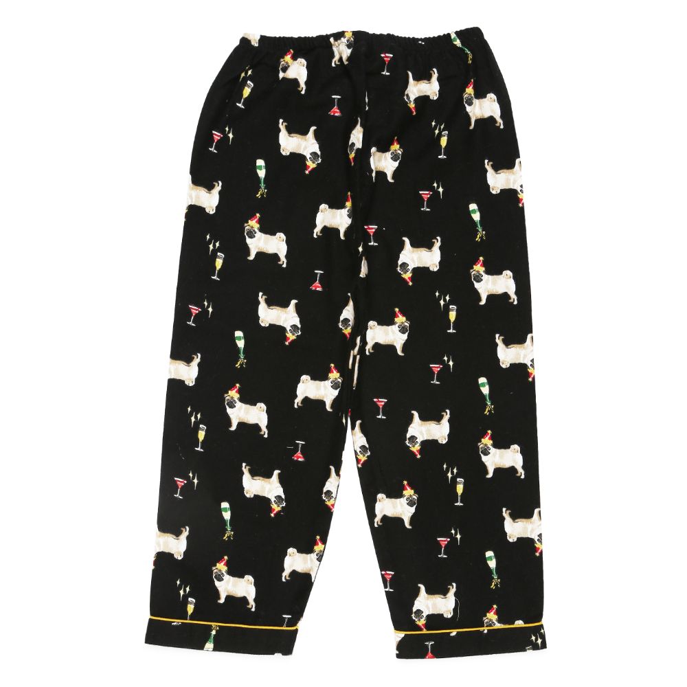 Shopbloom Pug Cheer Print Cotton Flannel Long Sleeve Kid's Night Suit