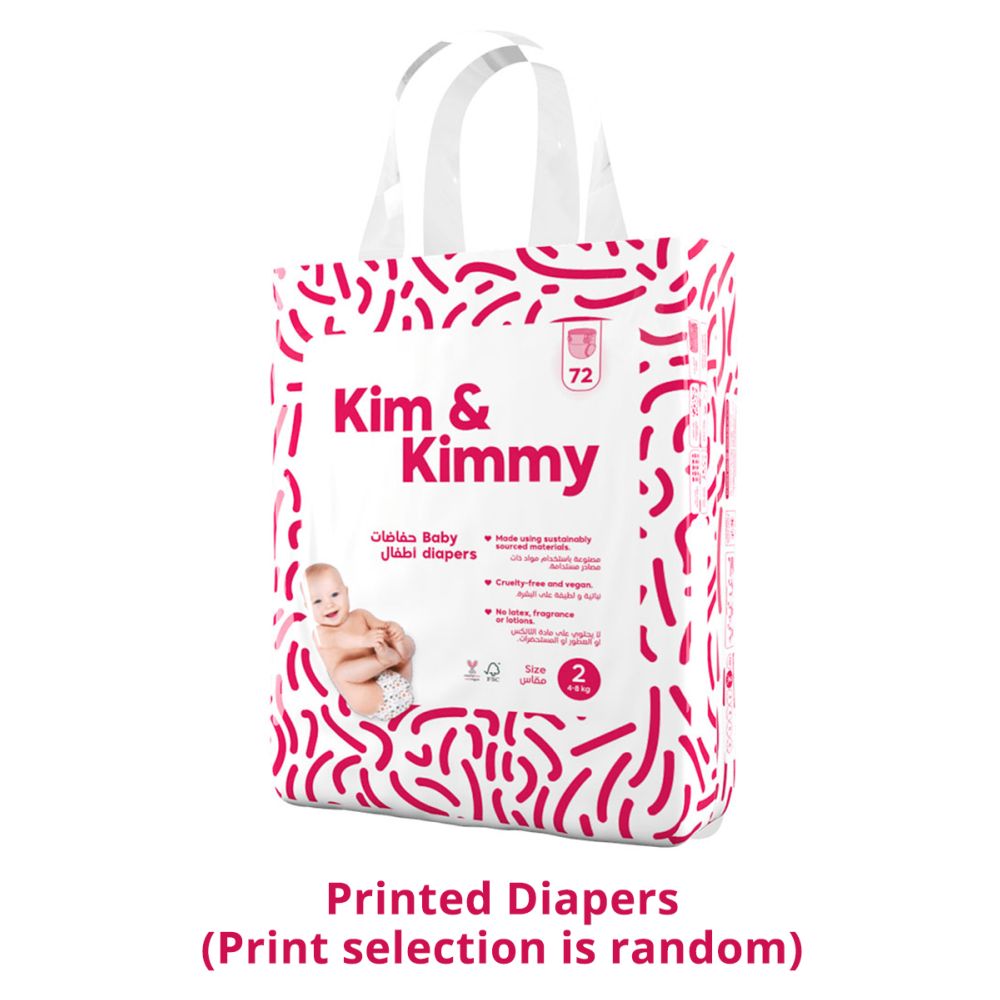 Kim & Kimmy - Size 2 Tape Style Diapers, 4 - 8kg, 72 pieces