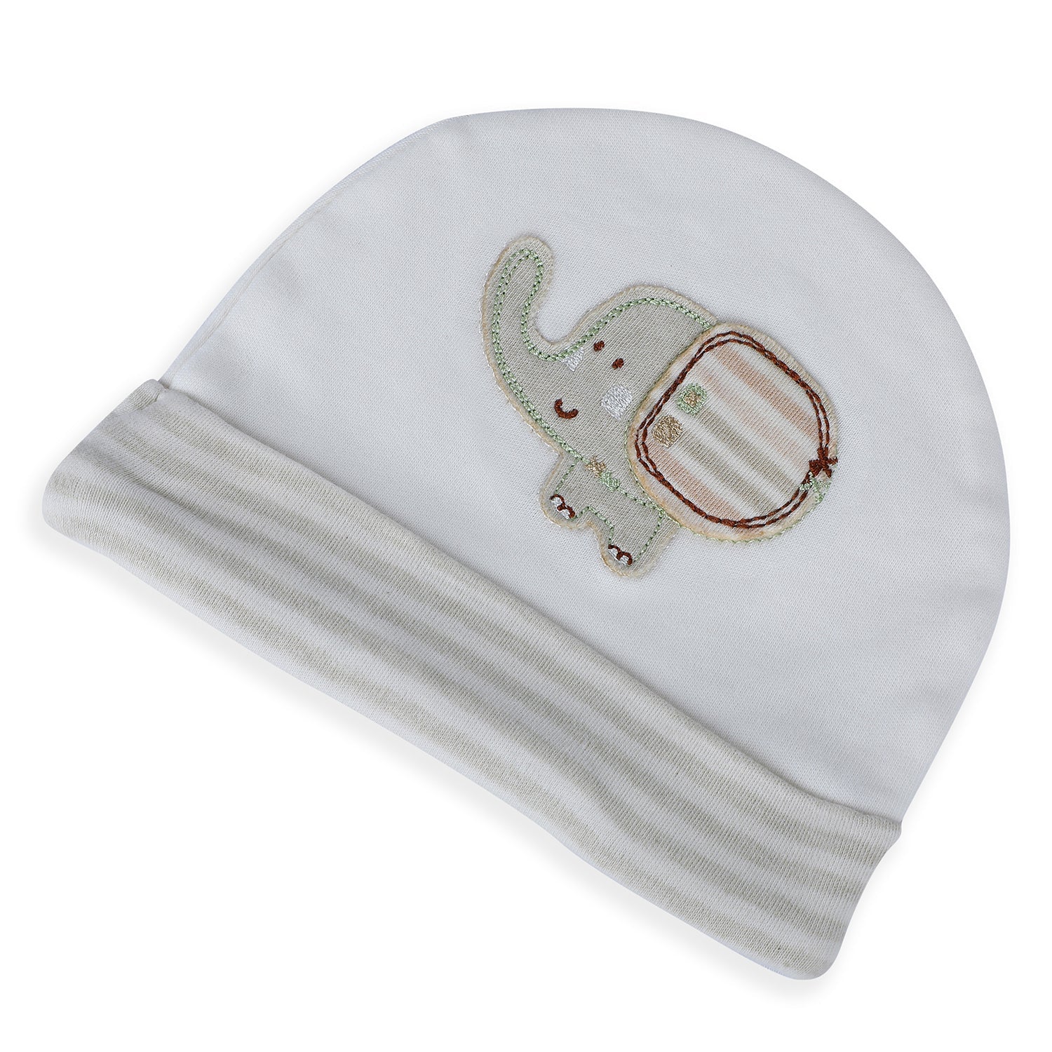 Baby Moo Elephant Organic Soft Cotton Cap - White