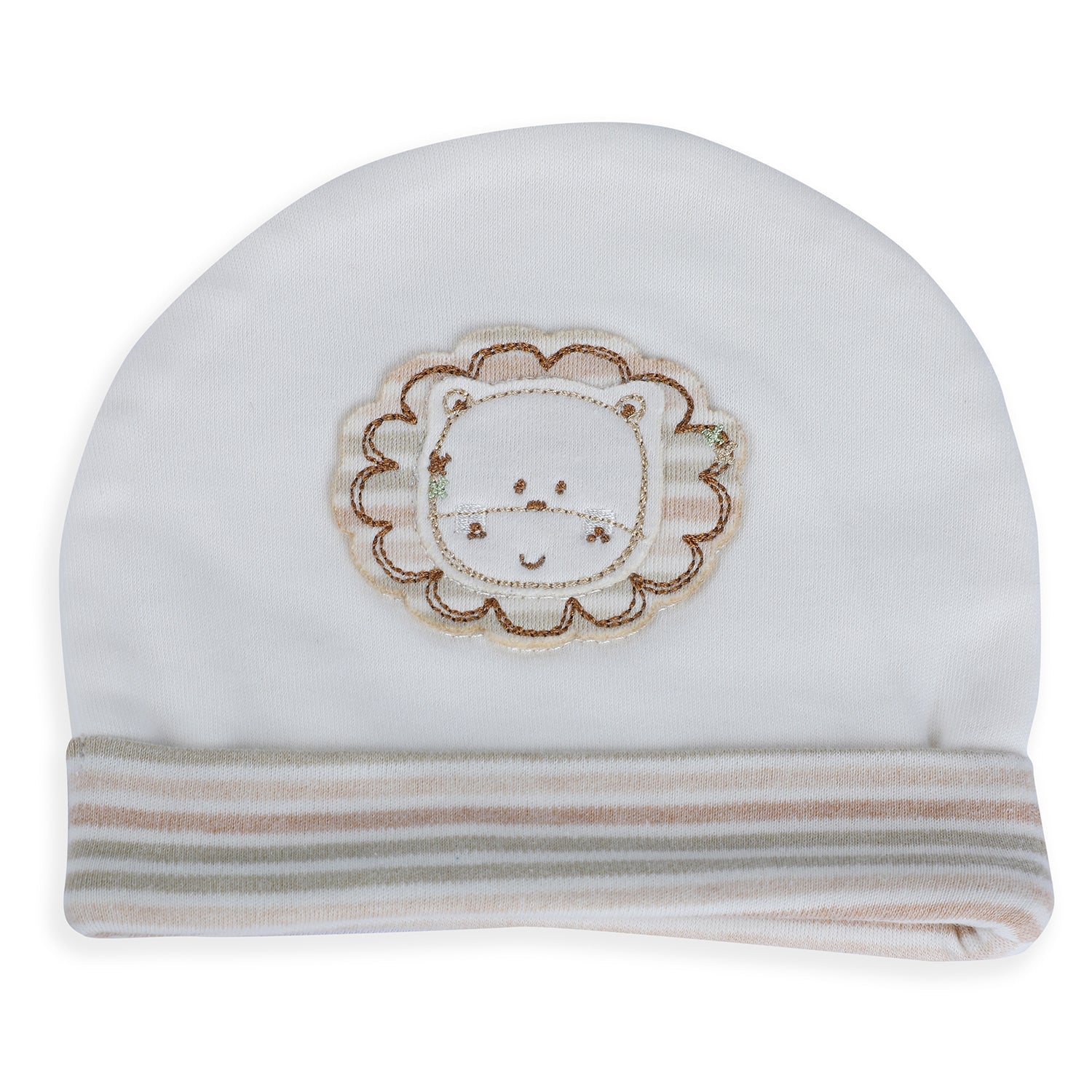 Baby Moo Forest Lion Organic Soft Cotton Cap - White