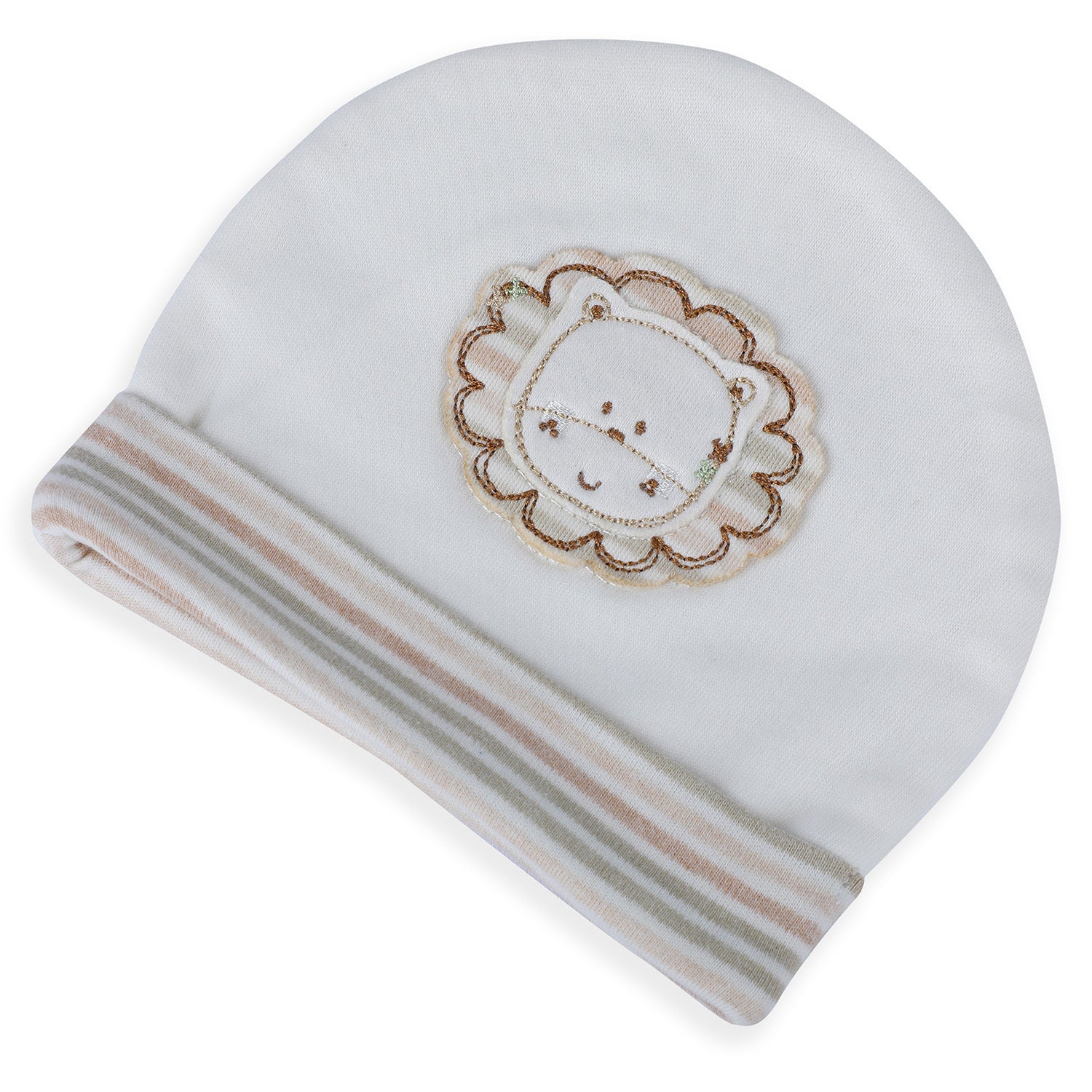 Baby Moo Forest Lion Organic Soft Cotton Cap - White