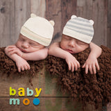 Baby Moo Caps Pack Of 2 Striped 3D Ears Beige
