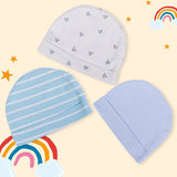 Baby Moo Caps Pack Of 3 Car And Striped Blue And White