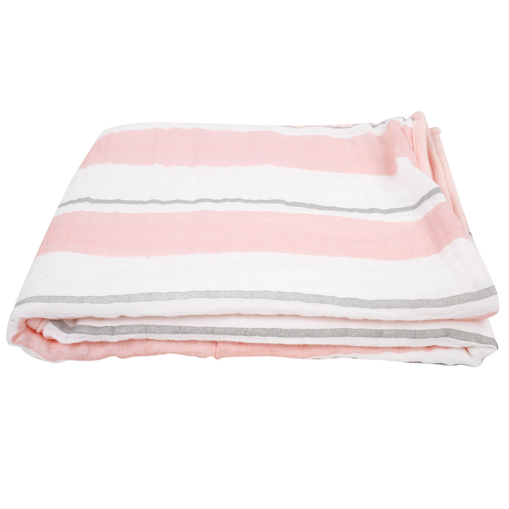 Baby Moo Striped Blanket- Blue, Pink