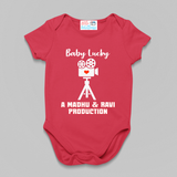Baby Announcement Onesie (Parents Production)- White/Red