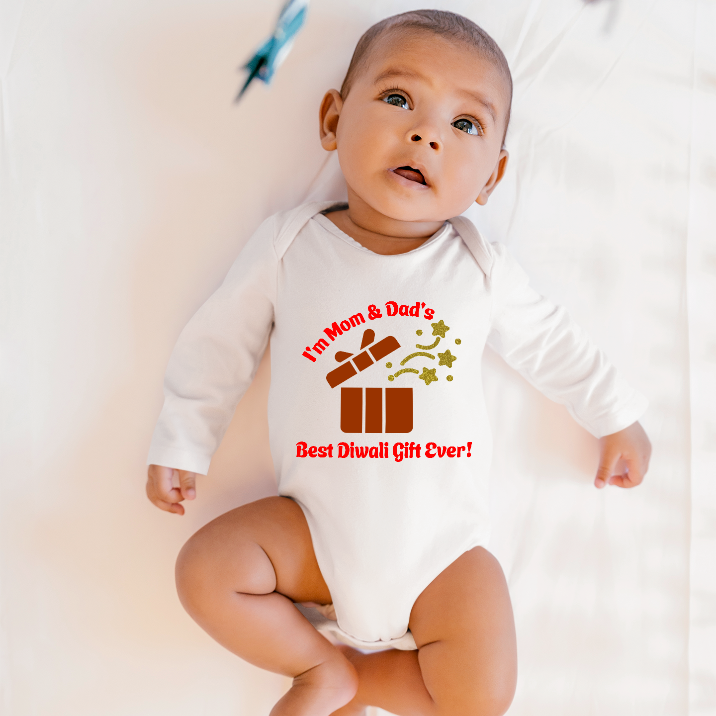 Mom Dad's Best Diwali Gift White Onesie Full/Half Sleeves