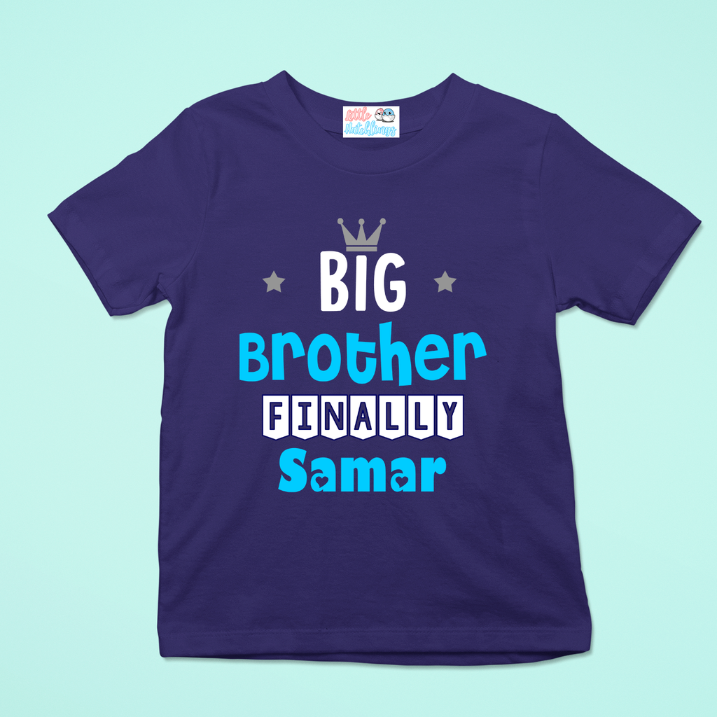 Big Brother Finally Personalised Navy Blue Tshirt