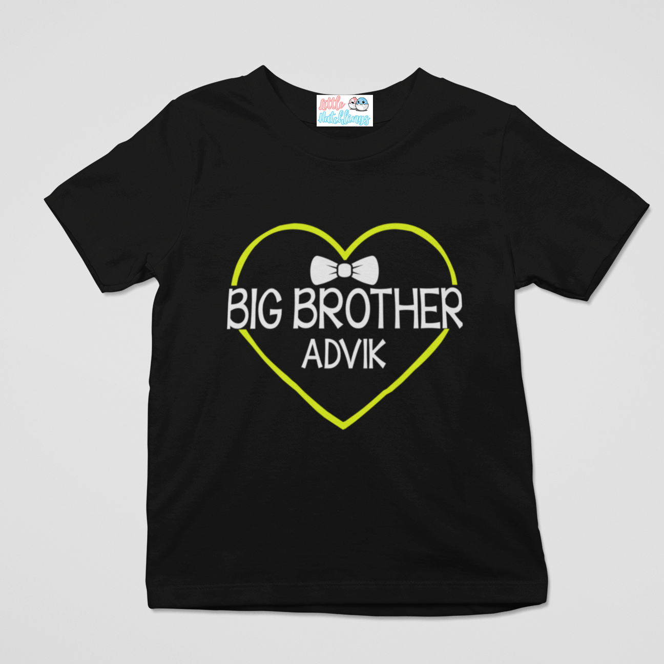 Big Brother (Heart) Personalised Black Tshirt