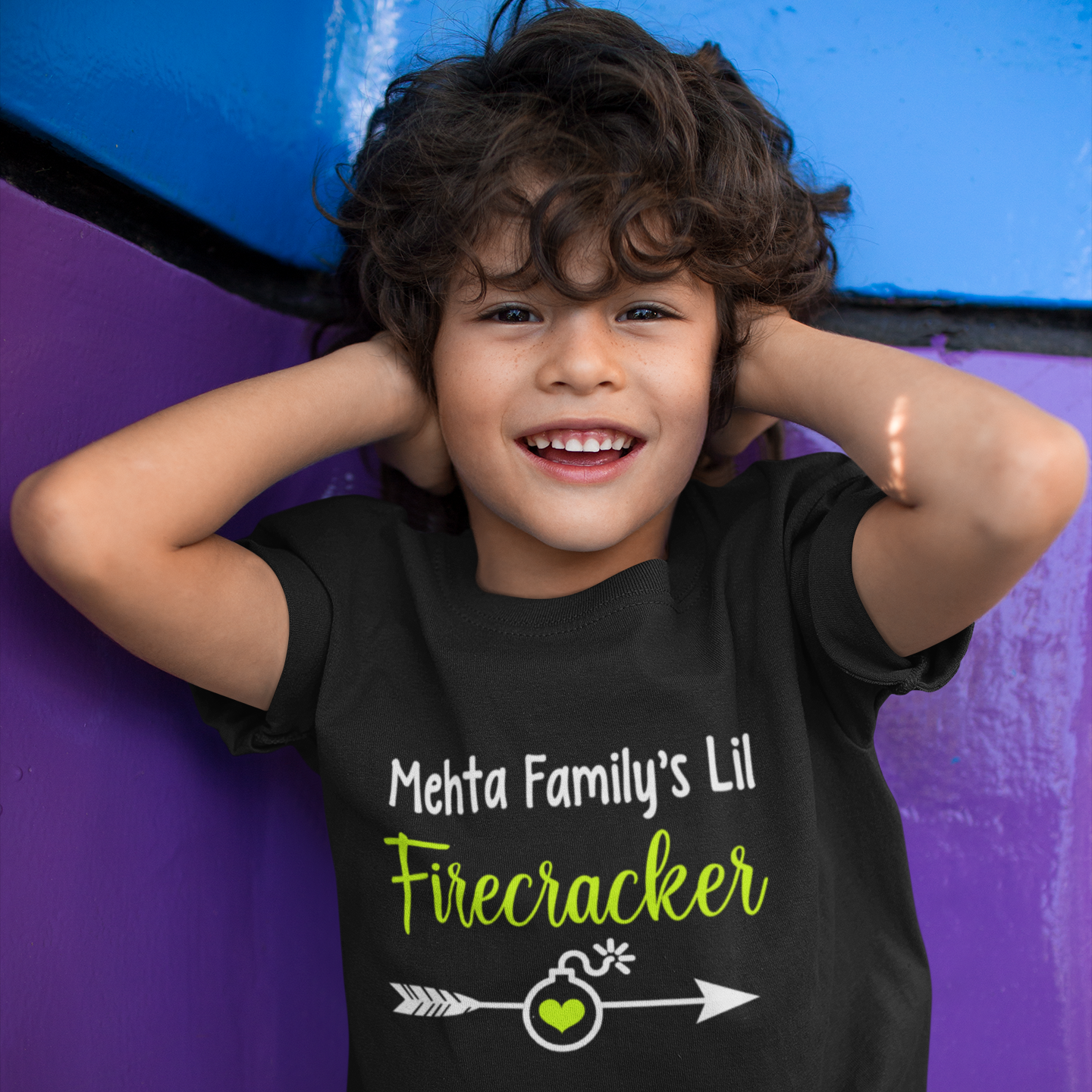 Family's Lil Firecracker Black Tshirt