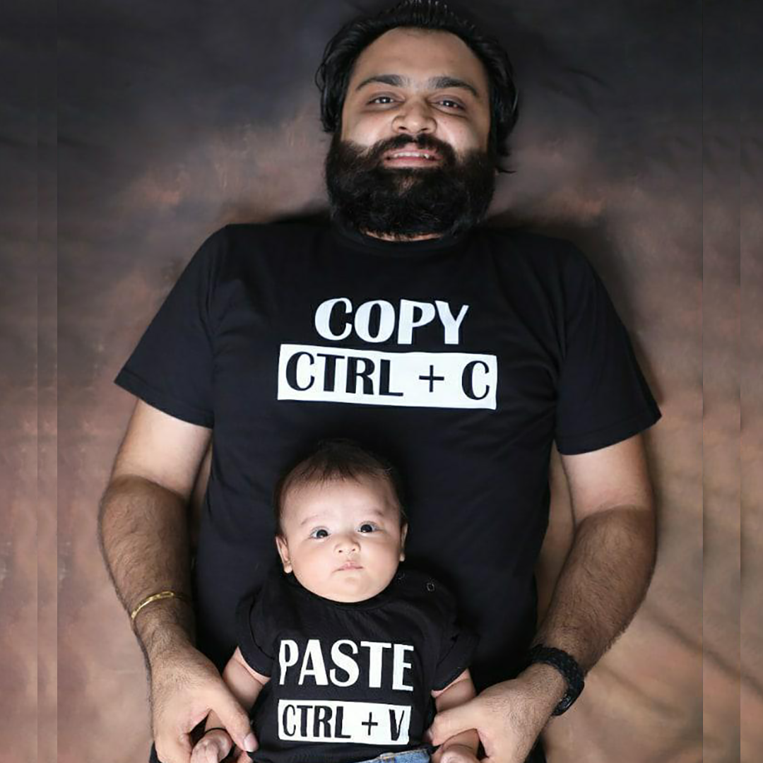 Copy Paste Black Combo Kids+Adult Tshirt