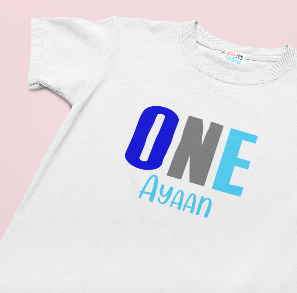 Colorful One With Name First Birthday White Tshirt