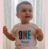 Colorful One With Name First Birthday White Tshirt