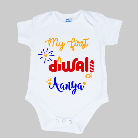 My First Diwali Personalised White Onesie (Mickey Sparkles)