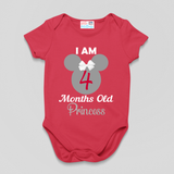 Monthly Birthday - Mickey Face - Princess With Bow Onesie