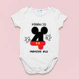 Monthly Birthday - Mickey Mouse Number - White Onesie