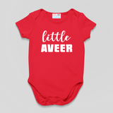 Little Baby Name Onesie - Navy Blue/Red