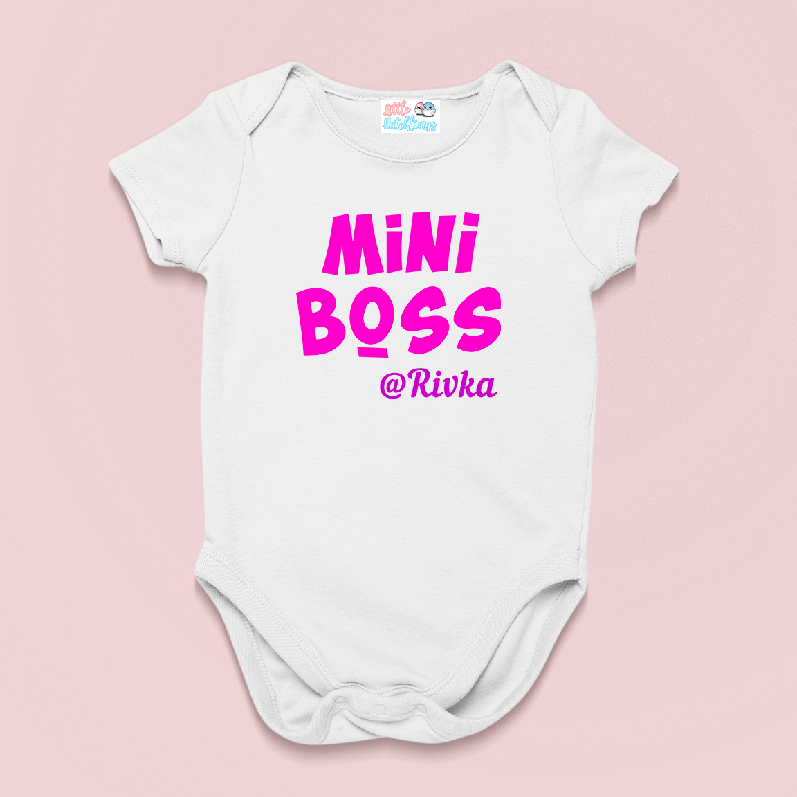 Mini Boss Baby Name White Onesie