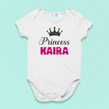 Princess Baby Name With Crown Glitter White Onesie