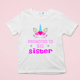 Promoted To Big Sister (Unicorn) White Tshirt