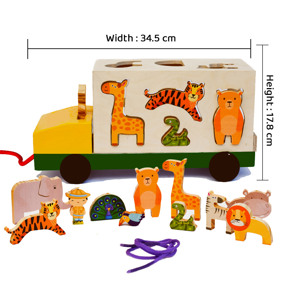 Little Jamun 5 in 1 Open Ended Free Play Toys - Animal safari With Truck