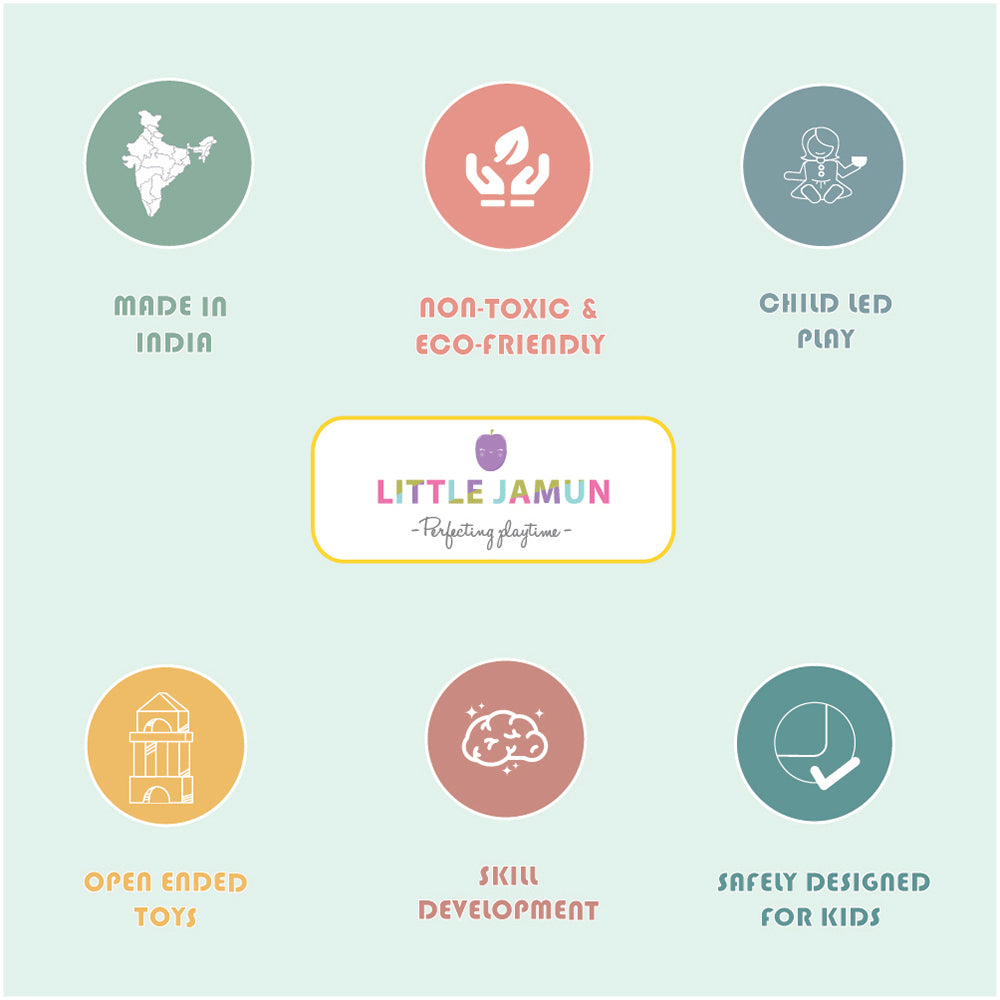 Little Jamun Handmade Block Print Wooden Stamps - The Lil Girls Stamping kit