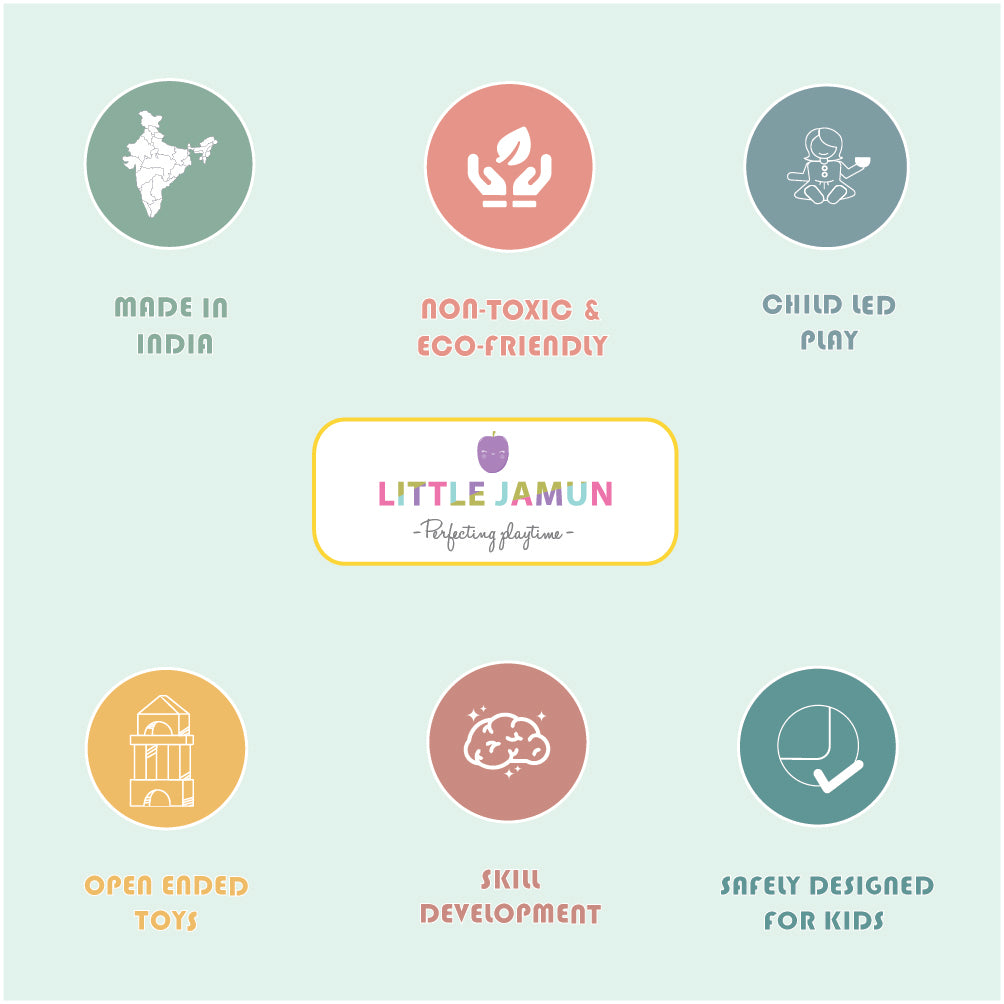 Little Jamun Combo Pack Of 3 - Wild Animals, Farm Life & Transport Peg Puzzles