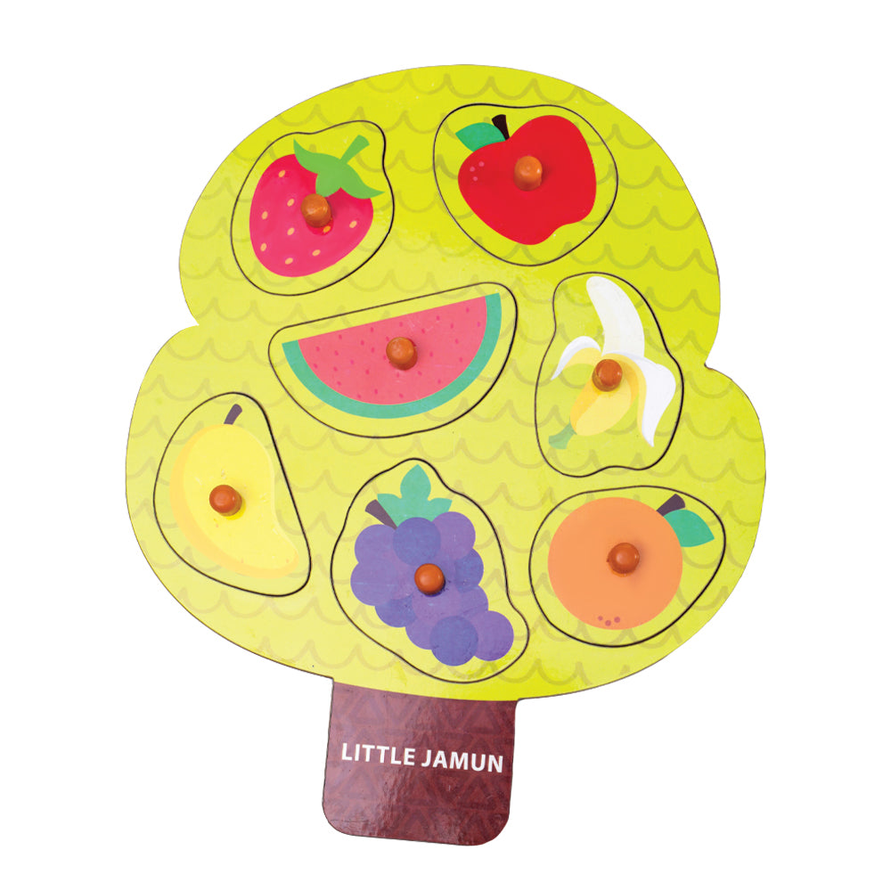 Little Jamun Combo Pack Of 2 - Fruit Tree & Wild Animals Peg Puzzles
