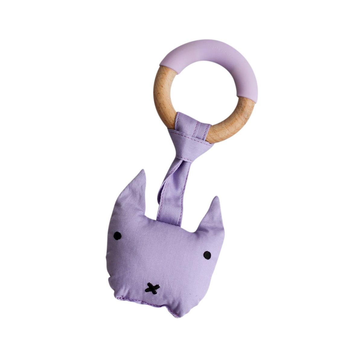 Wood Plush Rattle Teether Toy - Purple