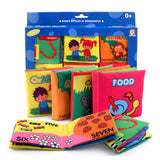Baby Moo Numbers Animals Shapes Colours Food Characters Educational Cloth Book With Sound Paper Set Of 6 - Multicolour