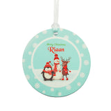 Luggage Tags - Merry Christmas, Blue (Round), Set of 2