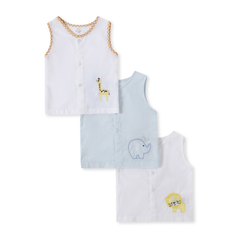 Giggles & Wiggles Cutie Pie Cotton Front Open Jhabla (Set of 3)