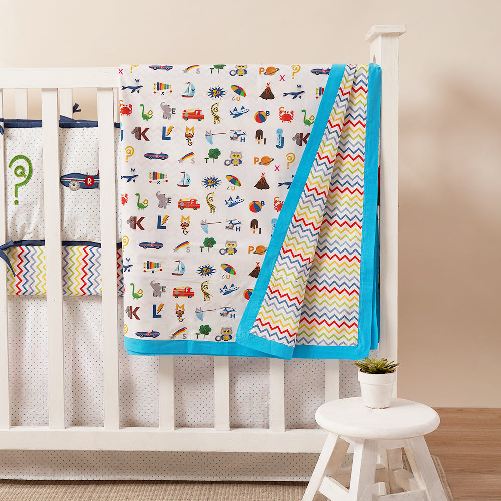 "Snuggle Time" Crib Gift Set (Alphabets-Blue)