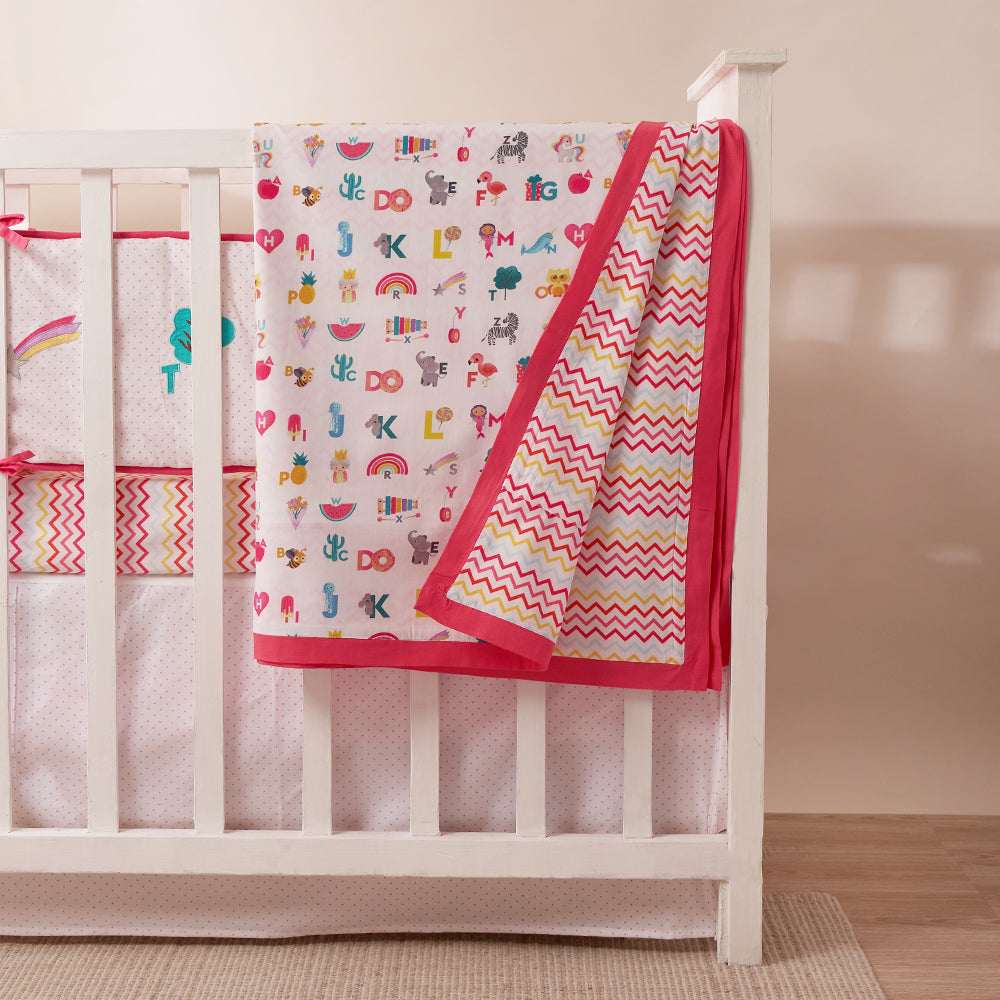 "Snuggle Time" Crib Gift Set (Alphabets-Pink)