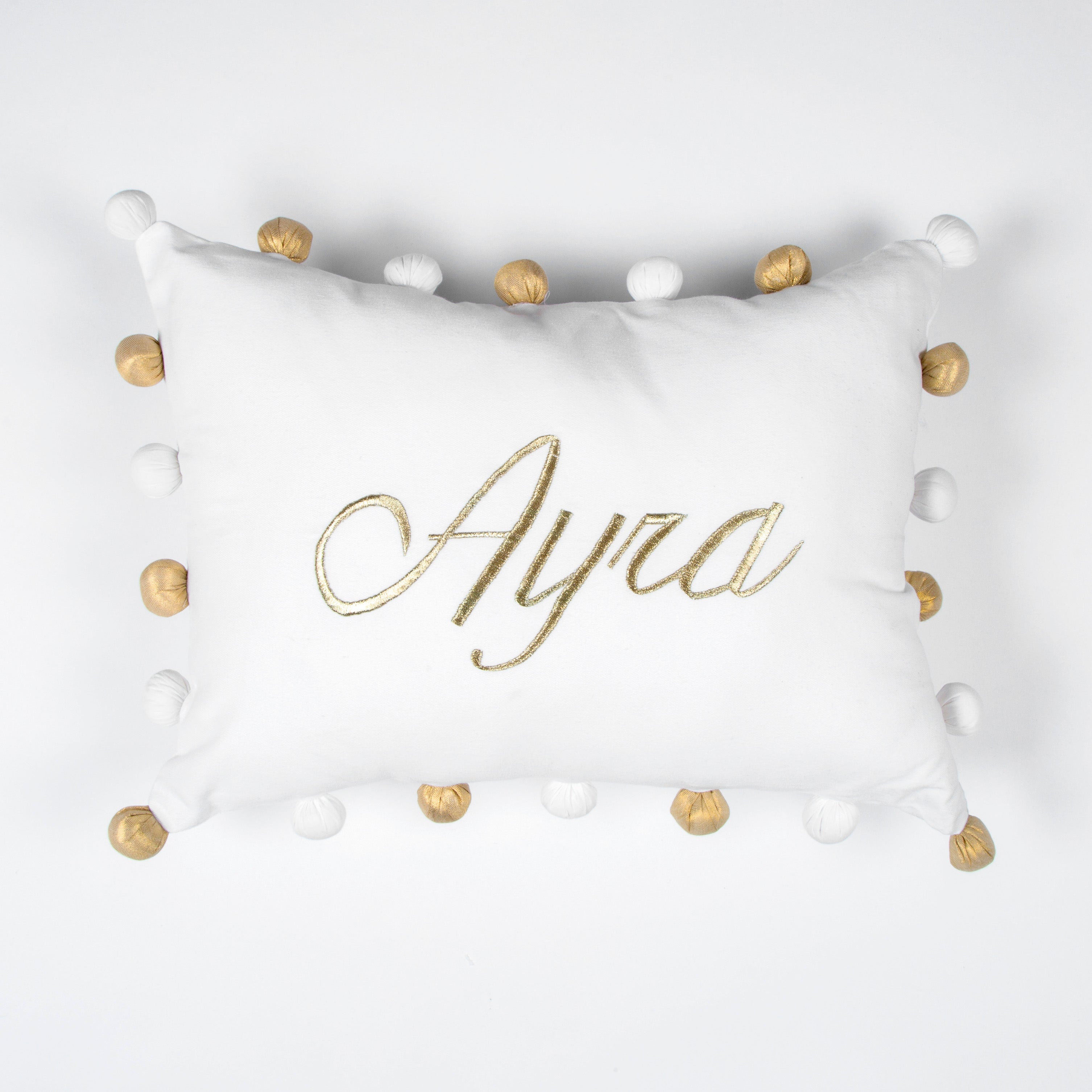 Personalised Christmas Pom Pom Pillow - White