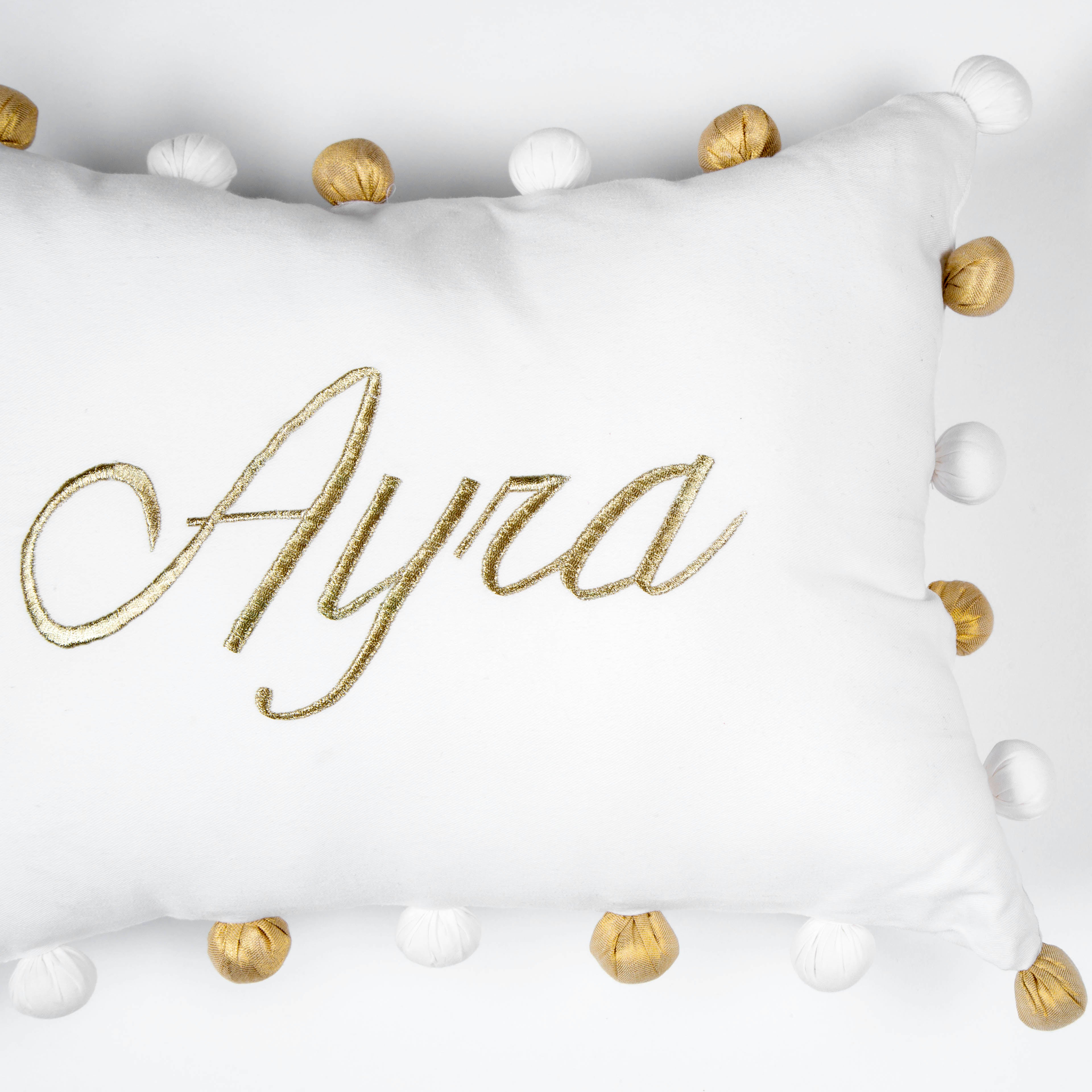 Personalised Christmas Pom Pom Pillow - White