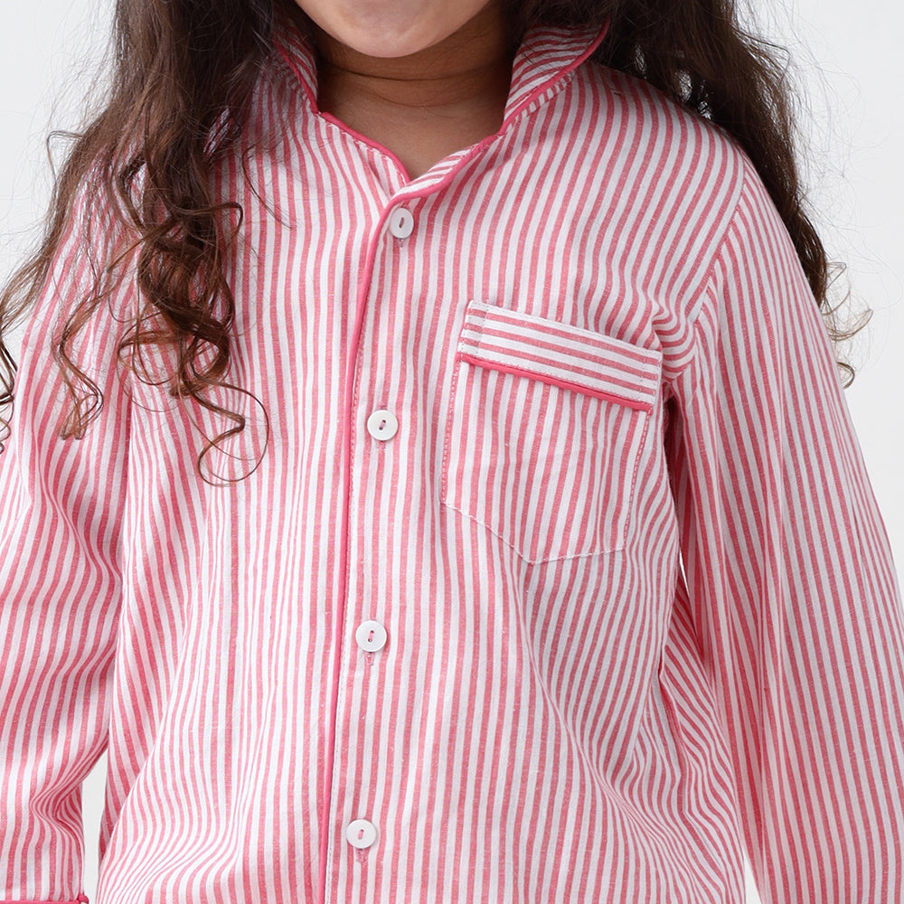 Classic Pink Stripes Pyjama Set