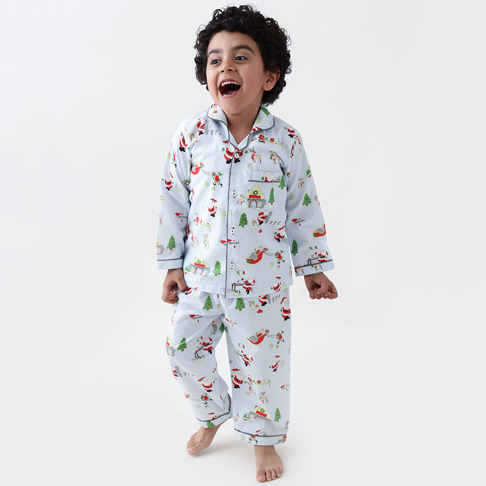 Santa's Workshop Pyjama Set - Winter Blue