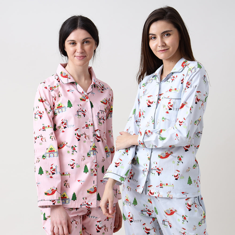 Santa's Workshop Pyjama Set for Women - Blush Pink