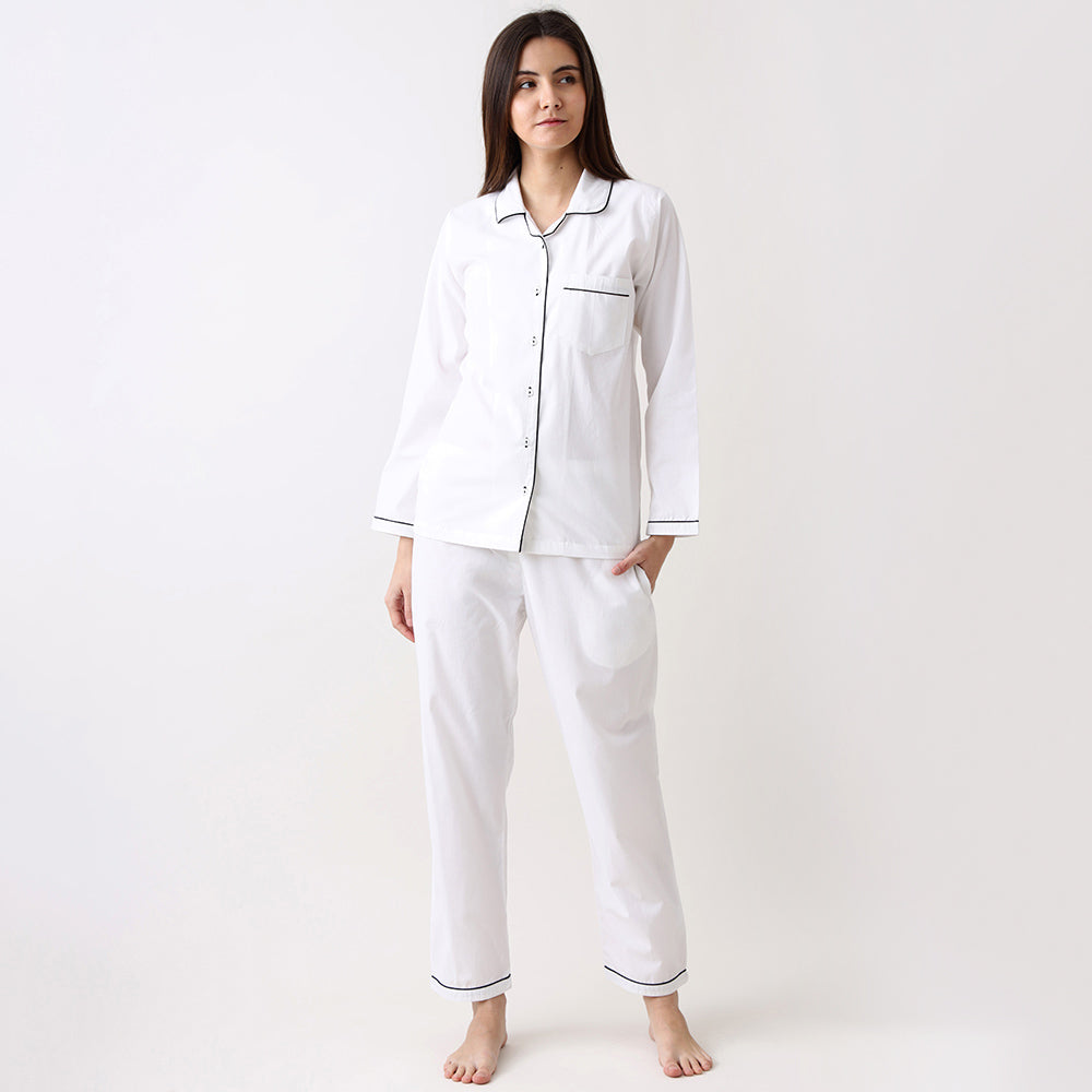 Classic White Pajama Set for Women