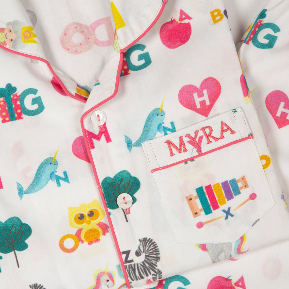 Alphabets Pink Organic Pajama Set