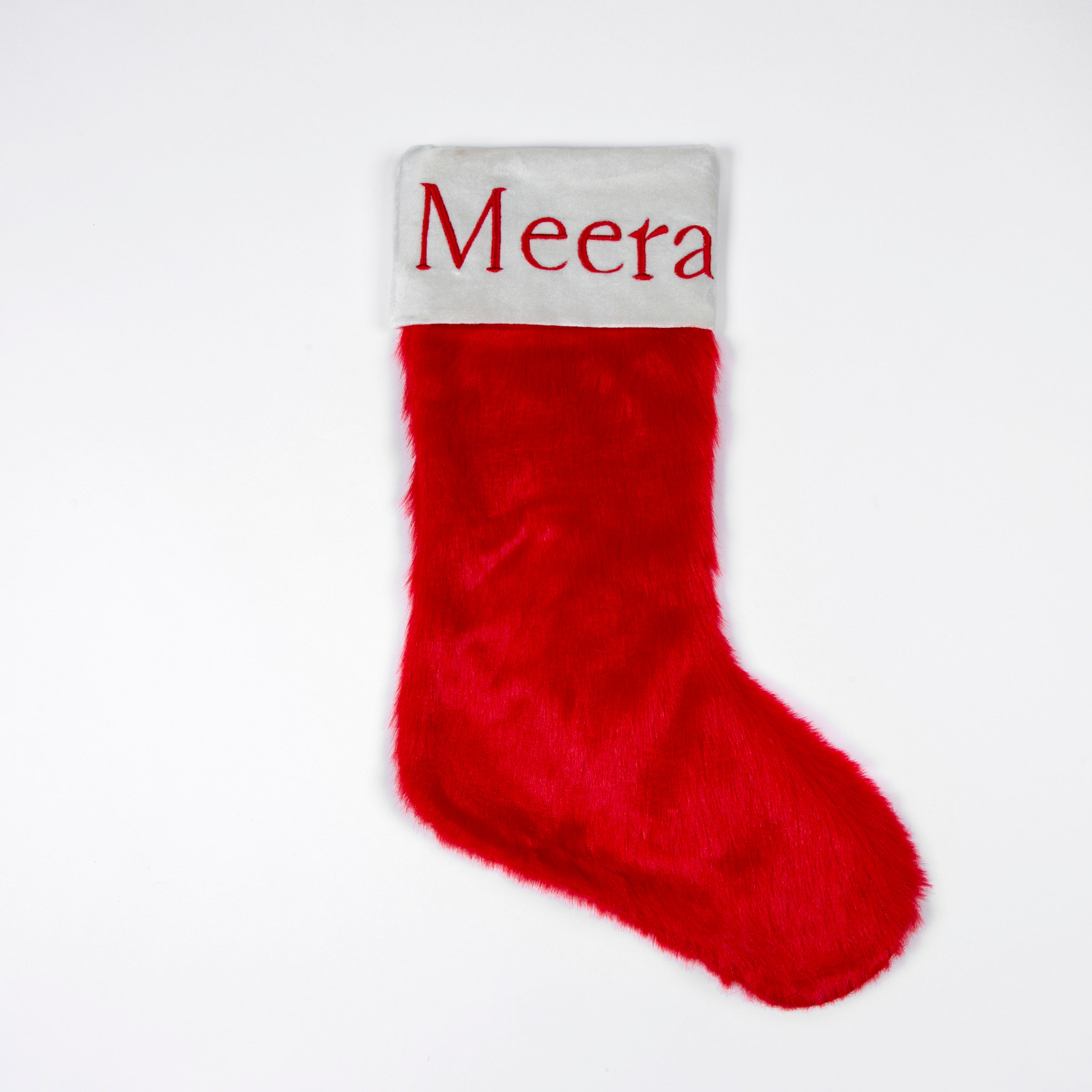 Personalised Classic Red Faux Fur Stocking